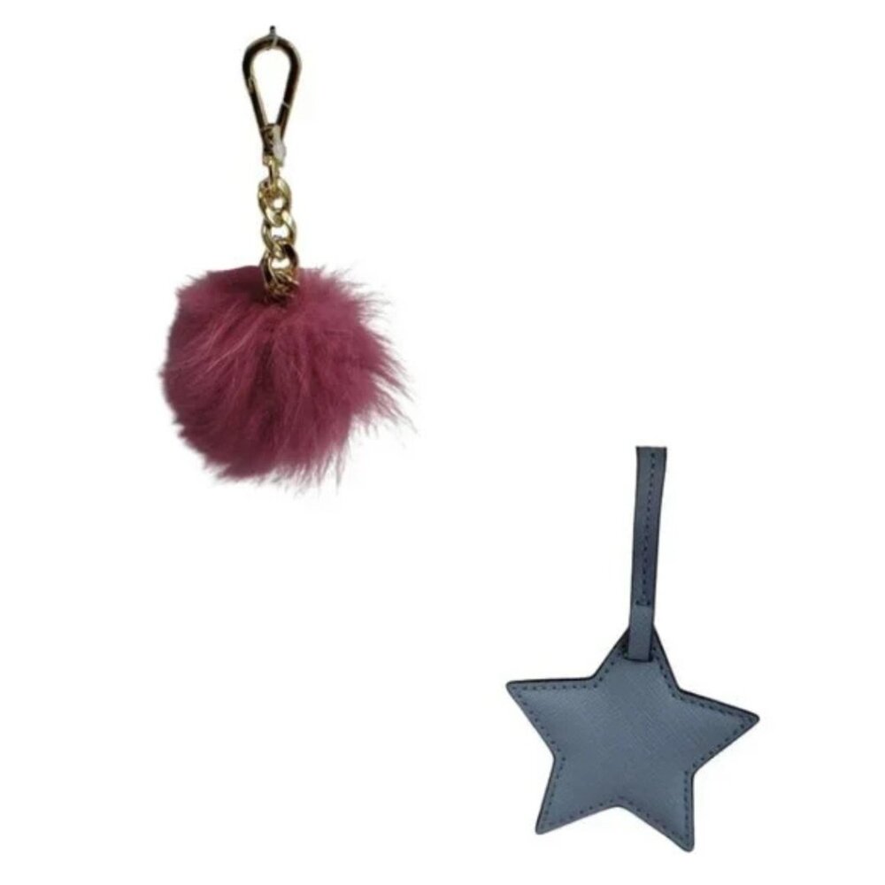 Michael Kors Bag Charm Fur Pom Pom Star Keychain Purse Charm